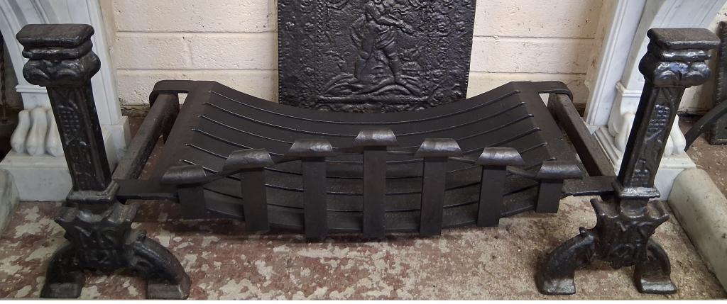 <p>Large fire basket complete with fire dogs</p><p>97 cm wide x 38 cm deep</p>